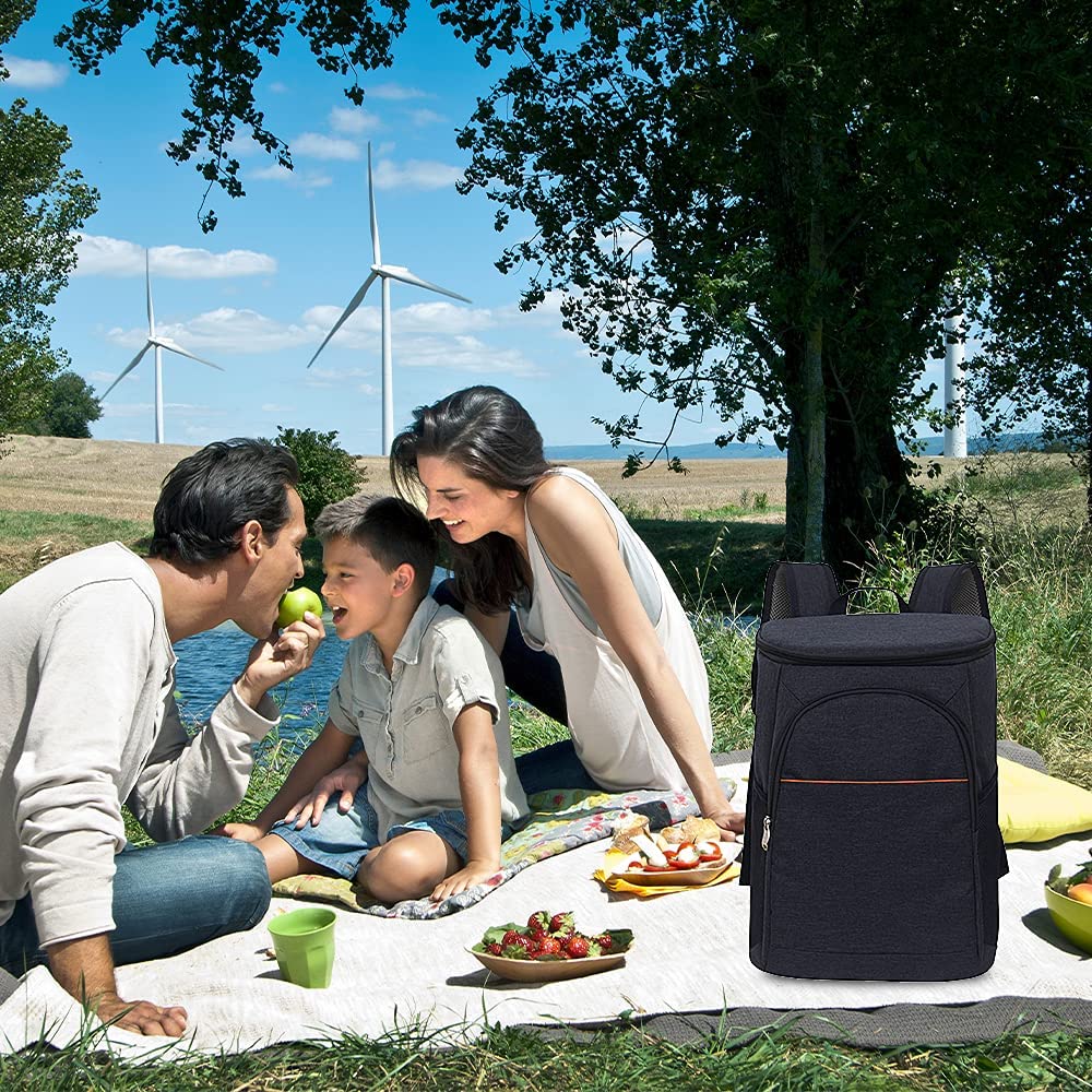 Doppeldecker weicher Kühlrucksack mit hartem Innenfutter, Wärmedämmtasche Oxford wasserdichte Lunchbox Isoliertasche Leichter Rucksack für Camping BBQ Familie Outdoor-Aktivitäten