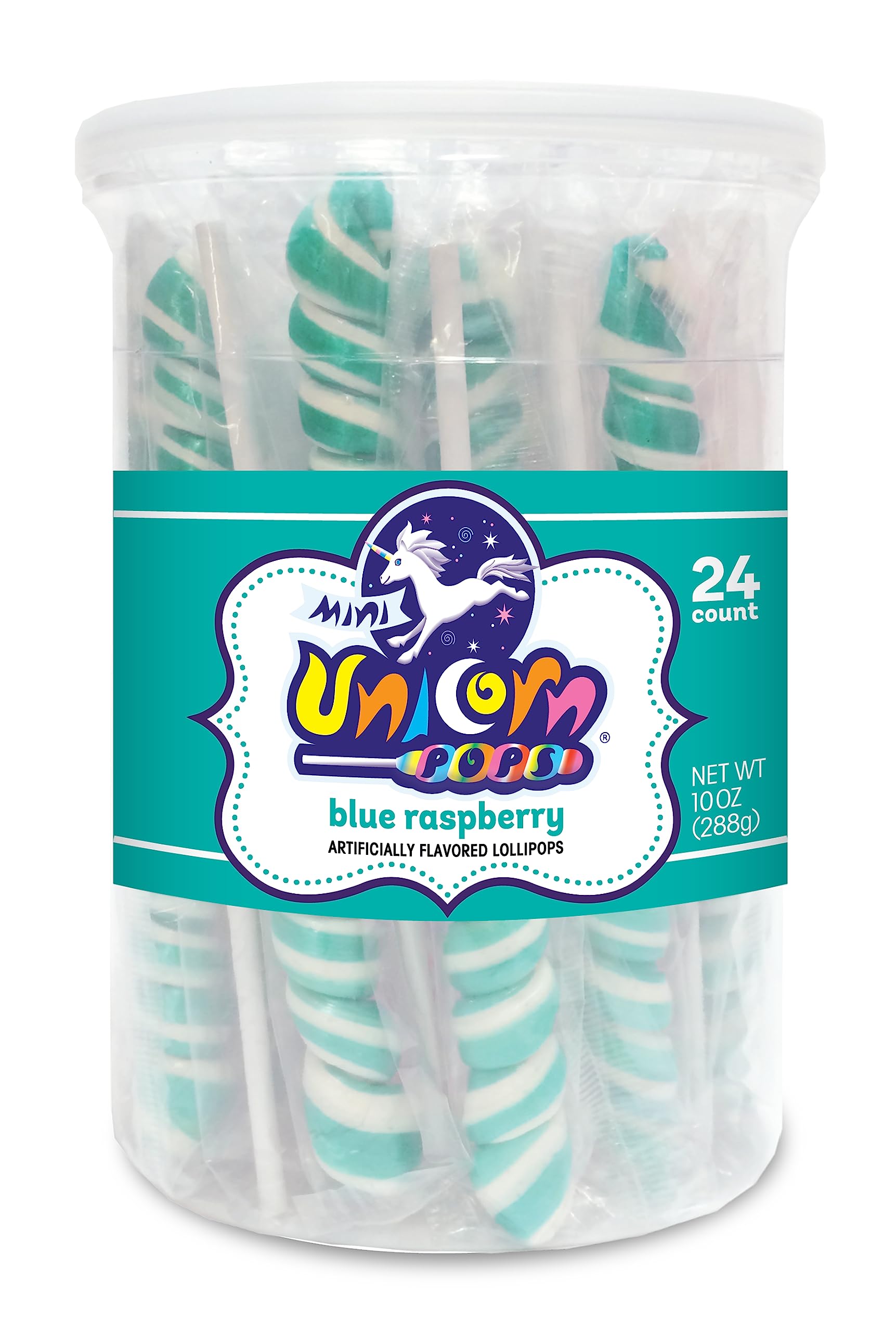 Adams & Brooks, Inc.Unicorn Pops 24 Count – Individually Wrapped Unicorn Lollipops – Unicorn Party Favors, Candy Buffets, Lollipops Bulk (Blue Raspberry (Turquoise))