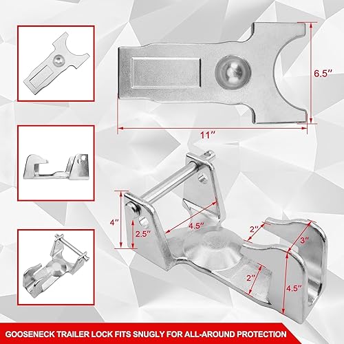 Miniatura 10 de HQPASFY Cerradura de enganche de cuello de cisne con cerradura de combinación, cerraduras de enganche de remolque de cuello de cisne, bloqueo de