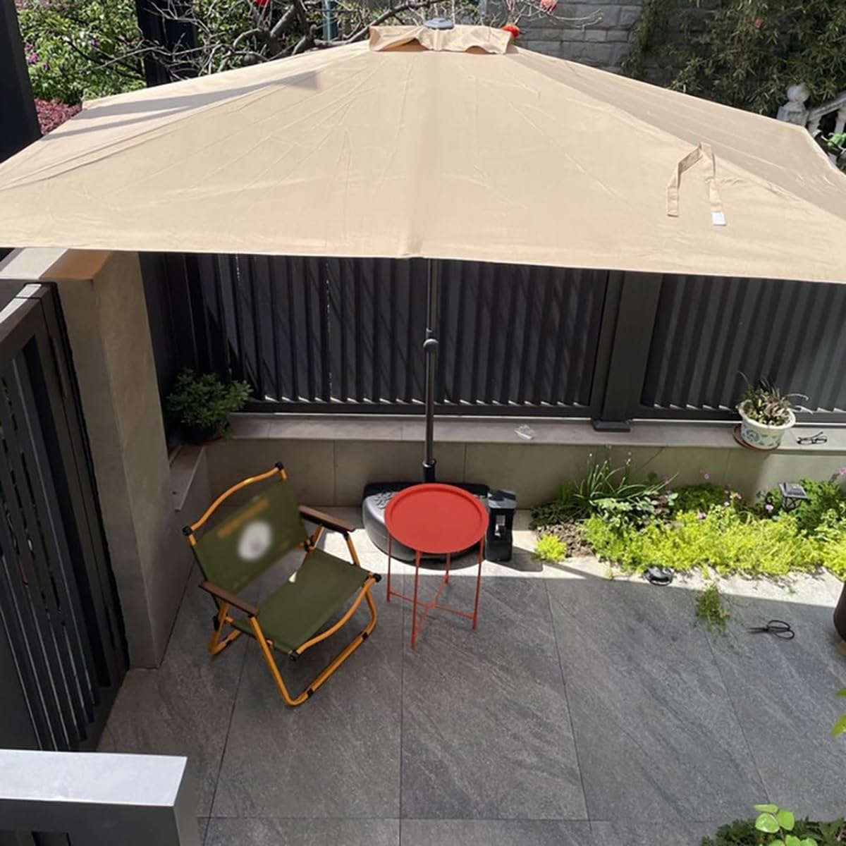 Halber Sonnenschirm, runder Gartenschirm mit höhenverstellbarem Schirm für Terrasse, Strand oder Marktstand