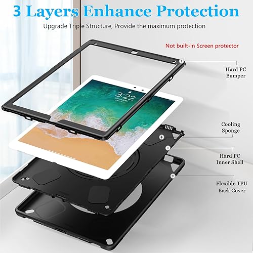 Miniatura 7 de Funda para iPad Pro 12.9 2 generación 2017 y 2015 1 generación grado militar, resistente, resistente, a prueba de golpes, funda protectora con