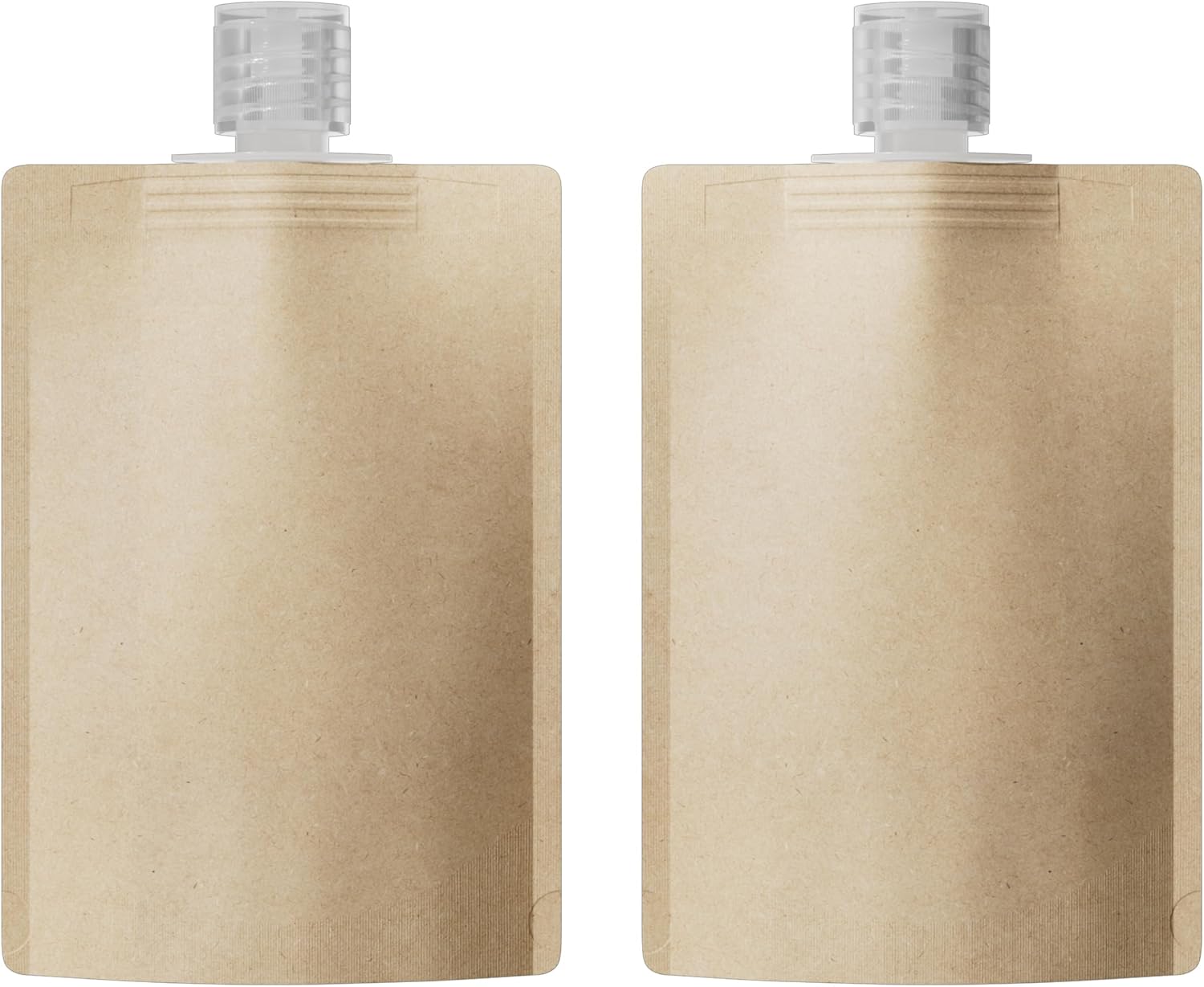 50 Portable Kraft Cosmetic Refillable Travel Pouch for Facial Mask, Lotion, Shampoo, Conditioner with Frosted Flip Cap (3.38 oz)