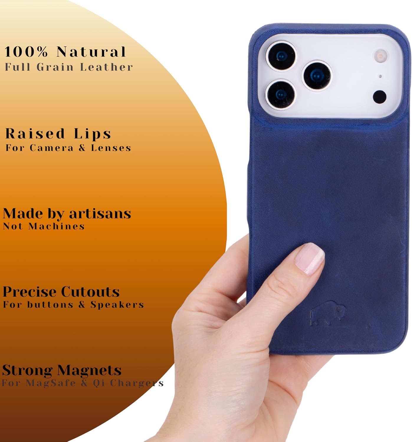 BLACKBROOK Leather Case for Phone 17 Pro Max – Mason Handcrafted Snap-On Cover, Full Grain Leather with Natural Patina, MagSafe Compatible, Slim Protective Design, Premium Gift Box