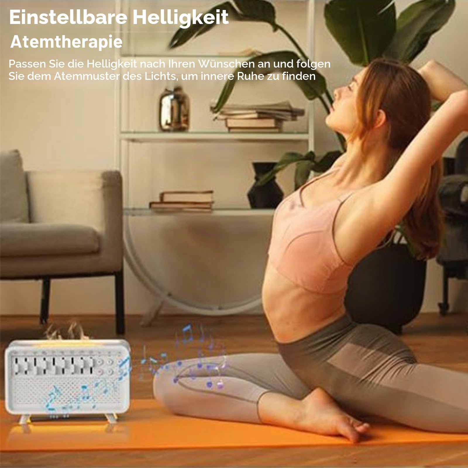 Weißes Geräusch-Maschine, tragbarer Schlaf-Timer für Kinder und Erwachsene, mit 8 Naturgeräuschen, Mixer-Optionen, Bluetooth-Lautsprecher, Nachtlicht, Flammenbefeuchter zum Schlafen