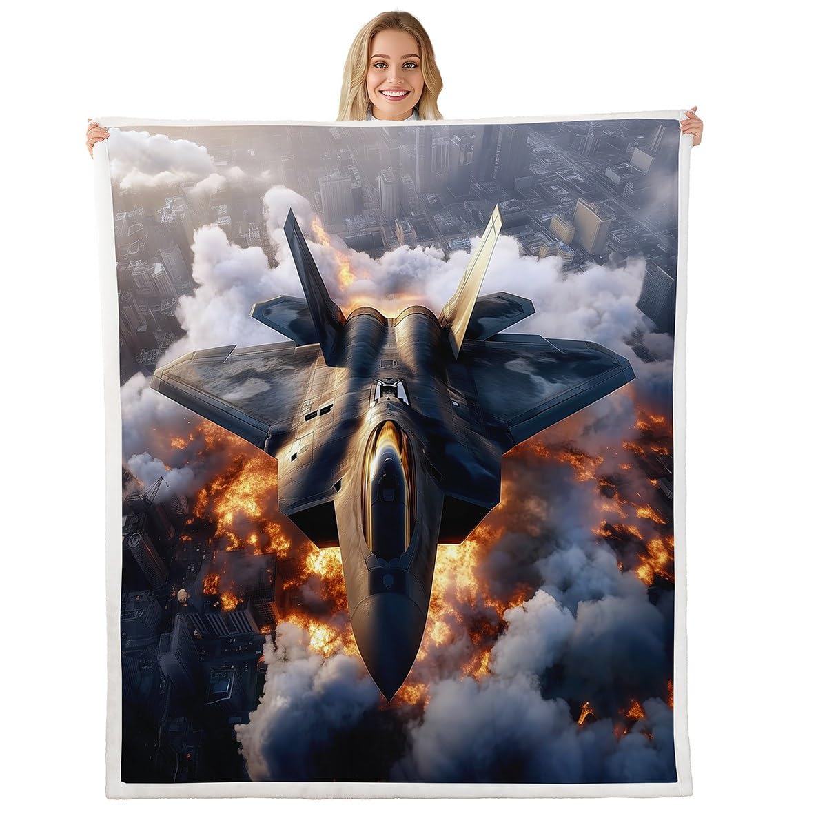 Couverture avion militaire pour déco de chambre et soirées cinéma cocooning