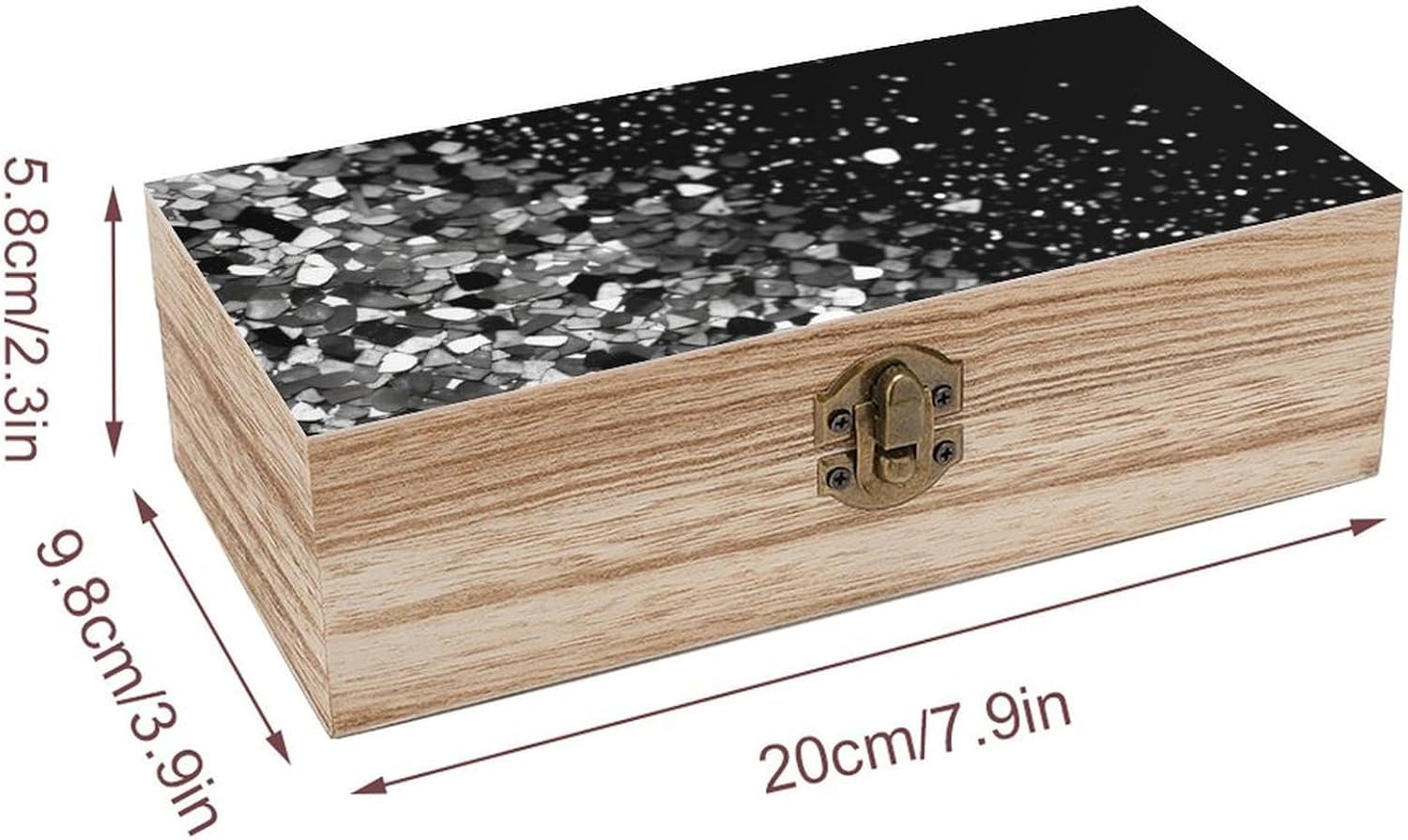 Lightweight Wooden Box, Hinged Lid, Retro Clasps, 7.9'' X 3.9'' X2.3'' image 2