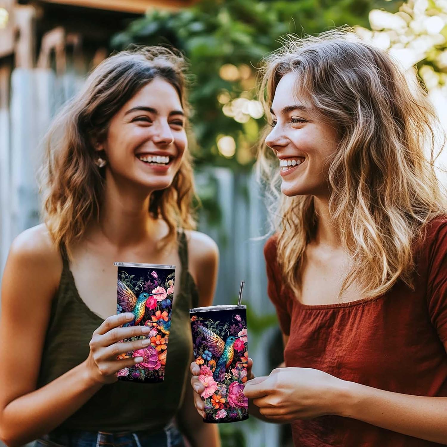 Hummingbird Tumbler 20oz | Stainless Steel Travel Mug with Leak-Proof Lid | Bird Insulated Cup for Coffee, Tea and Iced Drinks | Hummingbird Gifts for Women - Image 6