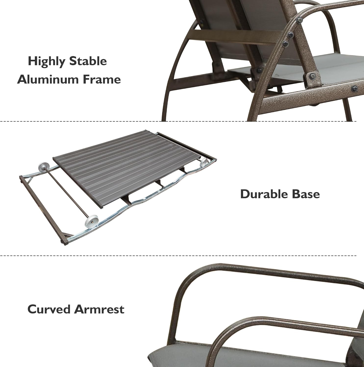 Domi 4-Seat Outdoor Glider Bench with Canopy, 800lbs Capacity Aluminum Rocking Chair with Zippered Mesh & Tempered Glass Table, Heavy Duty Outdoor Swing Chair for Patio, Backyard, Poolside