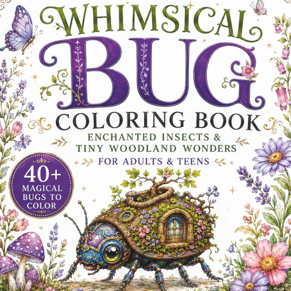 Whimsical Bug Coloring Book: Enchanted Insects, Tiny Woodland Wonders, and Magical Nature Designs for Adults & Teens