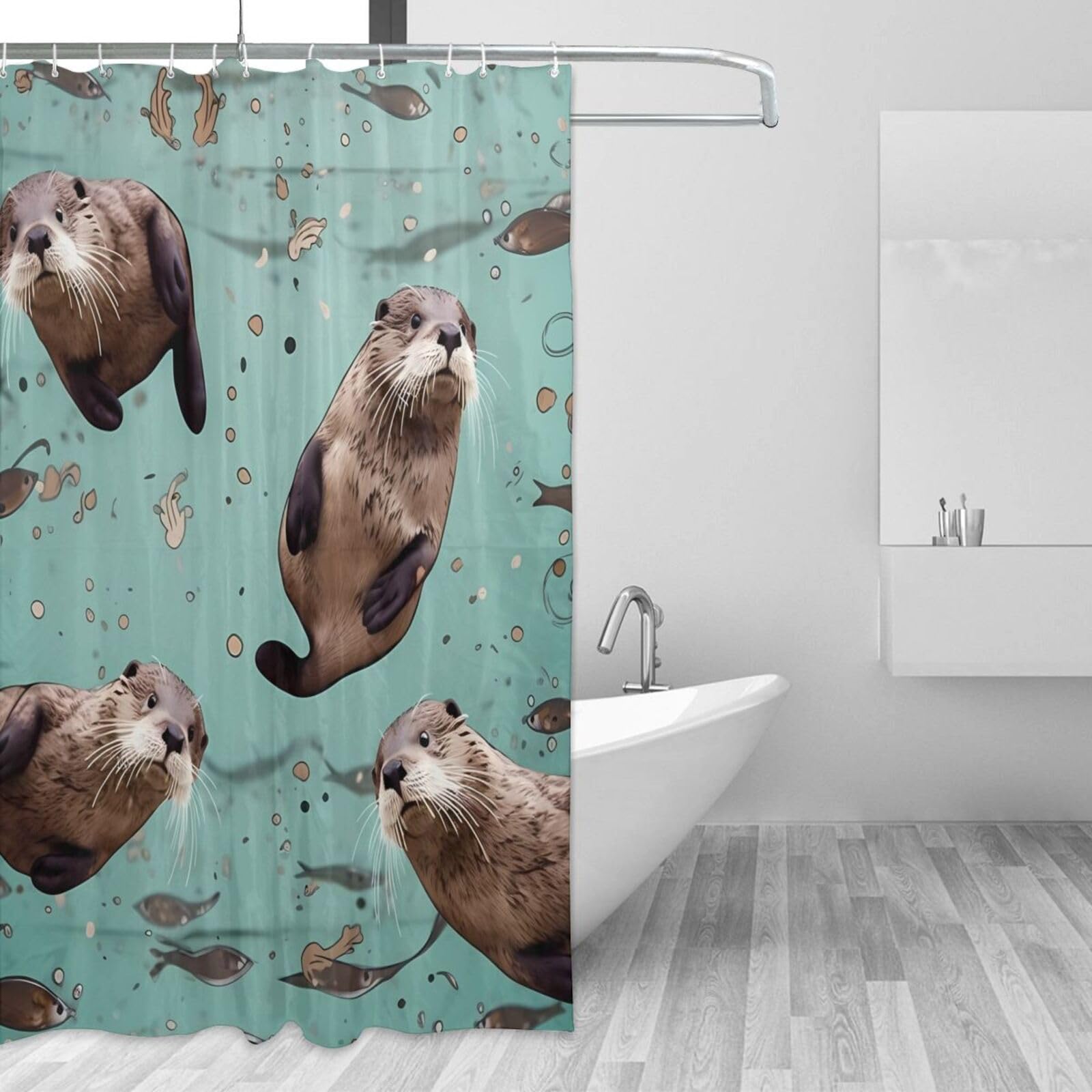 Rideau de douche loutres pour créer une ambiance ludique et zen dans votre salle de bain