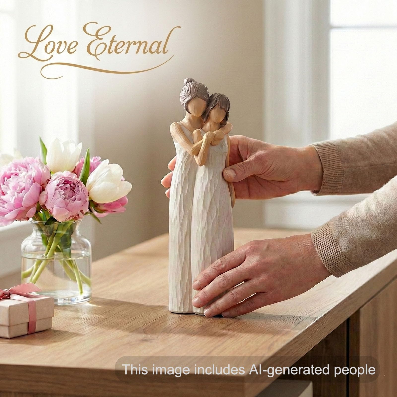 Le statuette per madre e figlia regalano regali alla mamma, statue di madre figlia che abbracciano, significativi ricordi familiari, adatte per il posizionamento di casa, camera da letto, soggiorno,