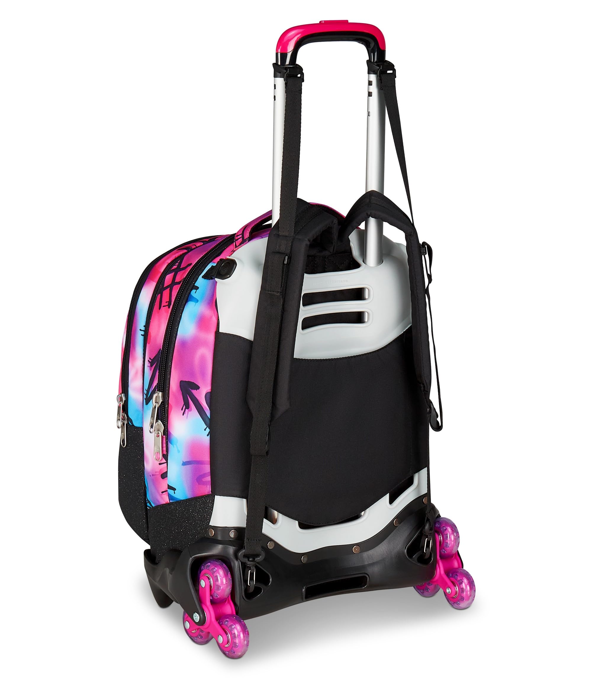 Seven Trolley Scuola Jack 3 Ruote Detach, Fucsia Azzurro, Zaino Con Carrello Sganciabile Da 37 Litri, Tasca Borraccia, Zainetto Staccabile, Multiuso e Spazioso, Per Elementari e Media, Bambina