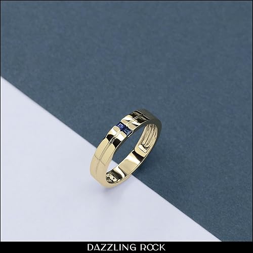 Vista 3 de Dazzlingrock Collection Anillo de boda para hombre de dos piedras preciosas o diamantes de 0.079 in en oro macizo