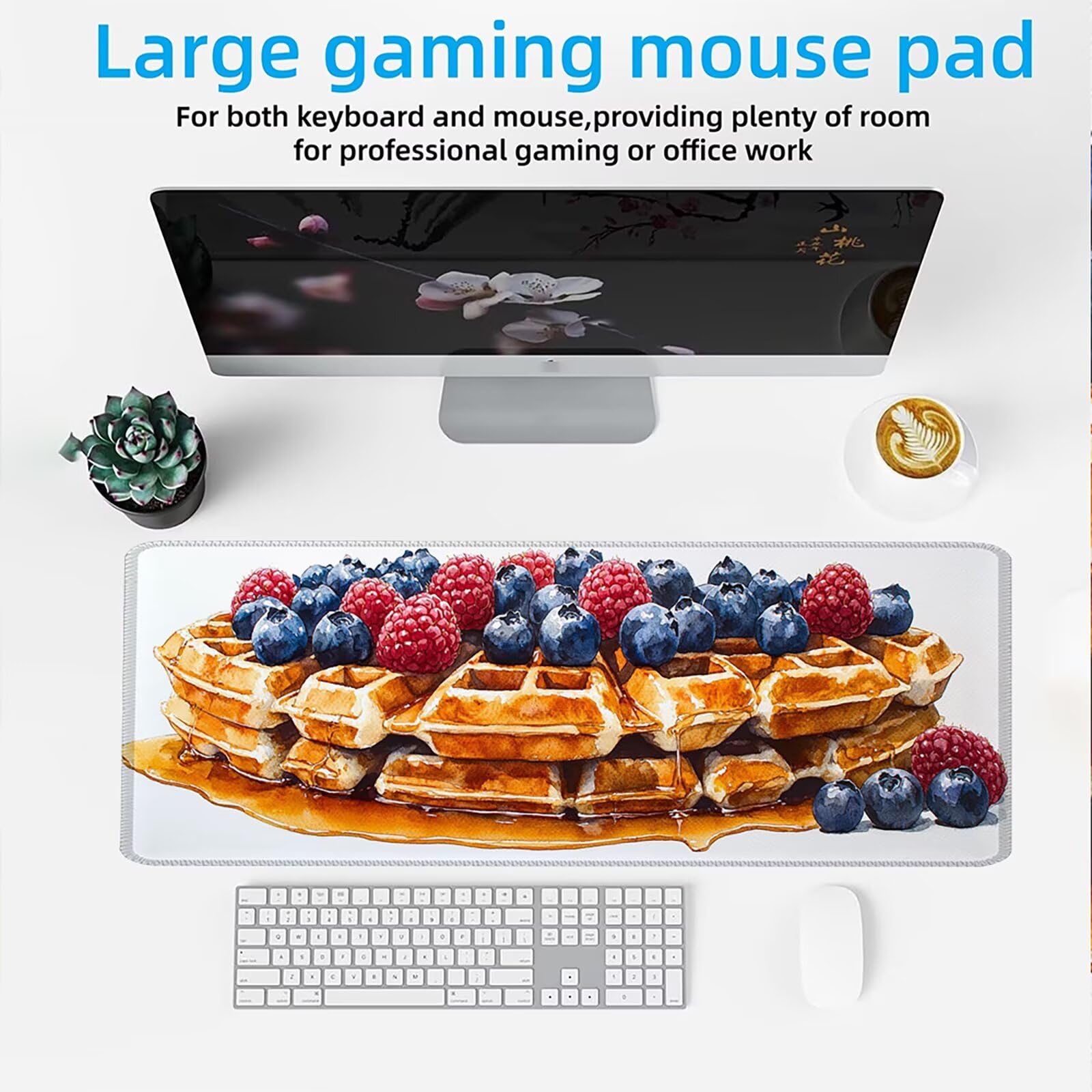 Podkładka pod mysz 1200 x 600 mm Podkładka pod mysz dla graczy, biurkowa mysz ultra cienka antypoślizgowa gumowa podstawa zmywalna ulepszona prędkość dla PC, komputera, roboczego gofry owocowe C0P-221