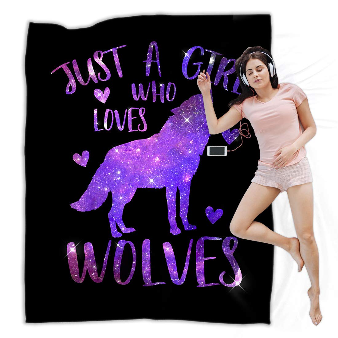 Wolf Blanket Ultra-Soft Wolf Dream Catcher Blanket Wolf Gifts for Women Microfiber Throw Blanket for Couch, Bed, Sofa Warm and Cozy for All Seasons 80"X60"