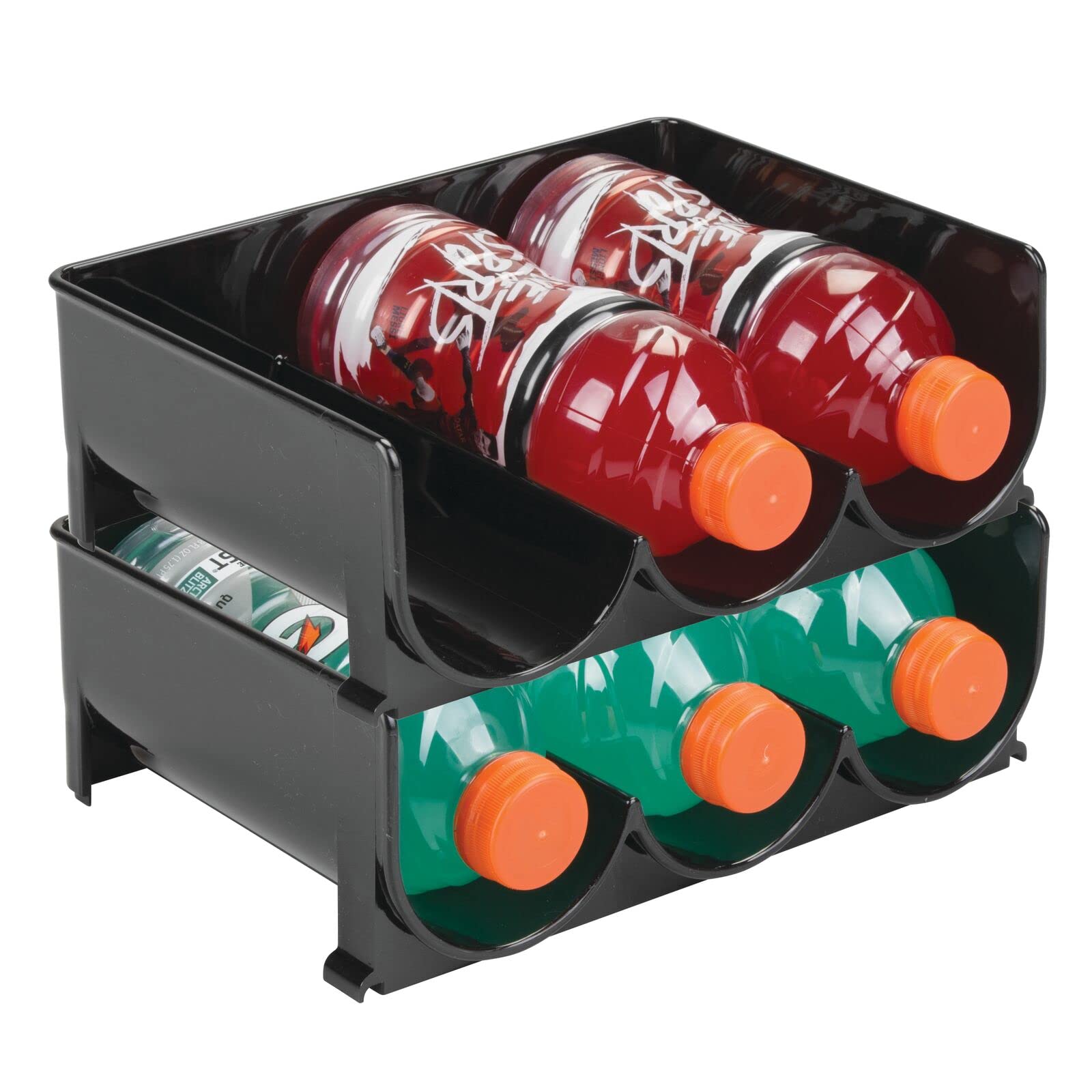 mDesign Range-Bouteilles (Lot de 4) – casier à Bouteilles empilable en Plastique sans BPA pour 3 Bouteilles de vin ou Autres Boissons – étagère à vin Moderne pour jusqu'à 12 Bouteilles – Noir