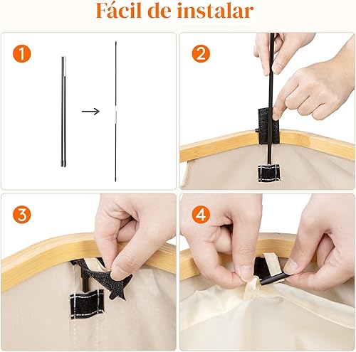 Miniatura 5 de Lifewit Cesta grande de lavandería de 100 litros con tapa, asas de bambú y bolsa extraíble, plegable para ropa sucia para dormitorio, baño,