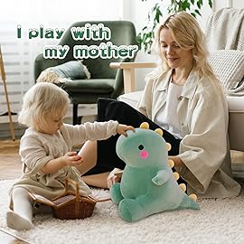 DUANMUL Cute Dinosaur Plush Toys, Fat Dinosaur Stuffed Animals Toys Dolls, Dinosaur Plush Toy Soft Stuffed Animal Dino Plushies Doll Cute Birthday Gifts for Kids Girls Boys (Green,23in)