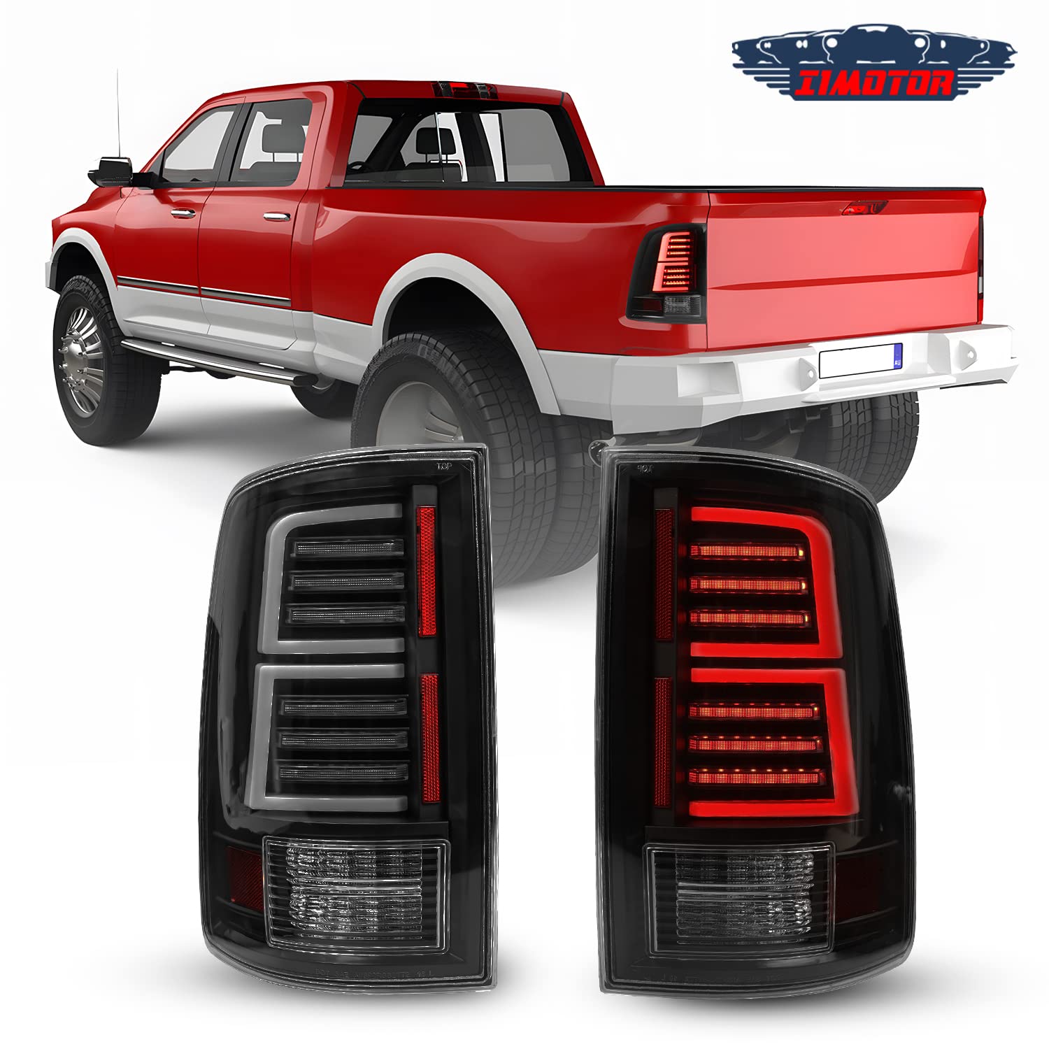 Full LED Tail Lights for 2009-2018 Dodge Ram 1500 2500 3500 Taillights Car Rear Sequential DRL Turn Signal Light Automotive Brake Lamps Assembly Replacement Driver Passenger Side Matte Black