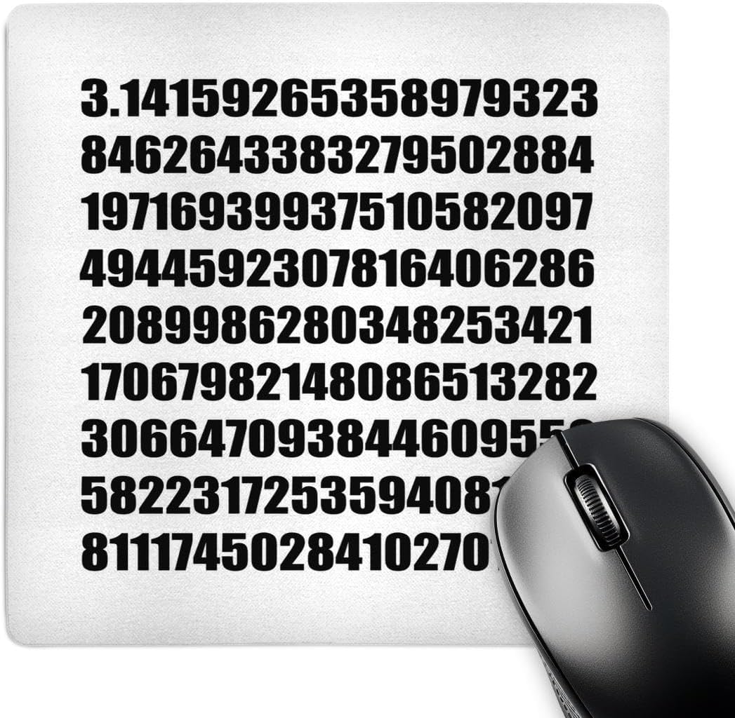 3D Rose "Pi Math Number Mathematical Black and White Mathematic Numeric Figures" Matte Finish Mouse Pad - 8 x 8" - mp_164992_1