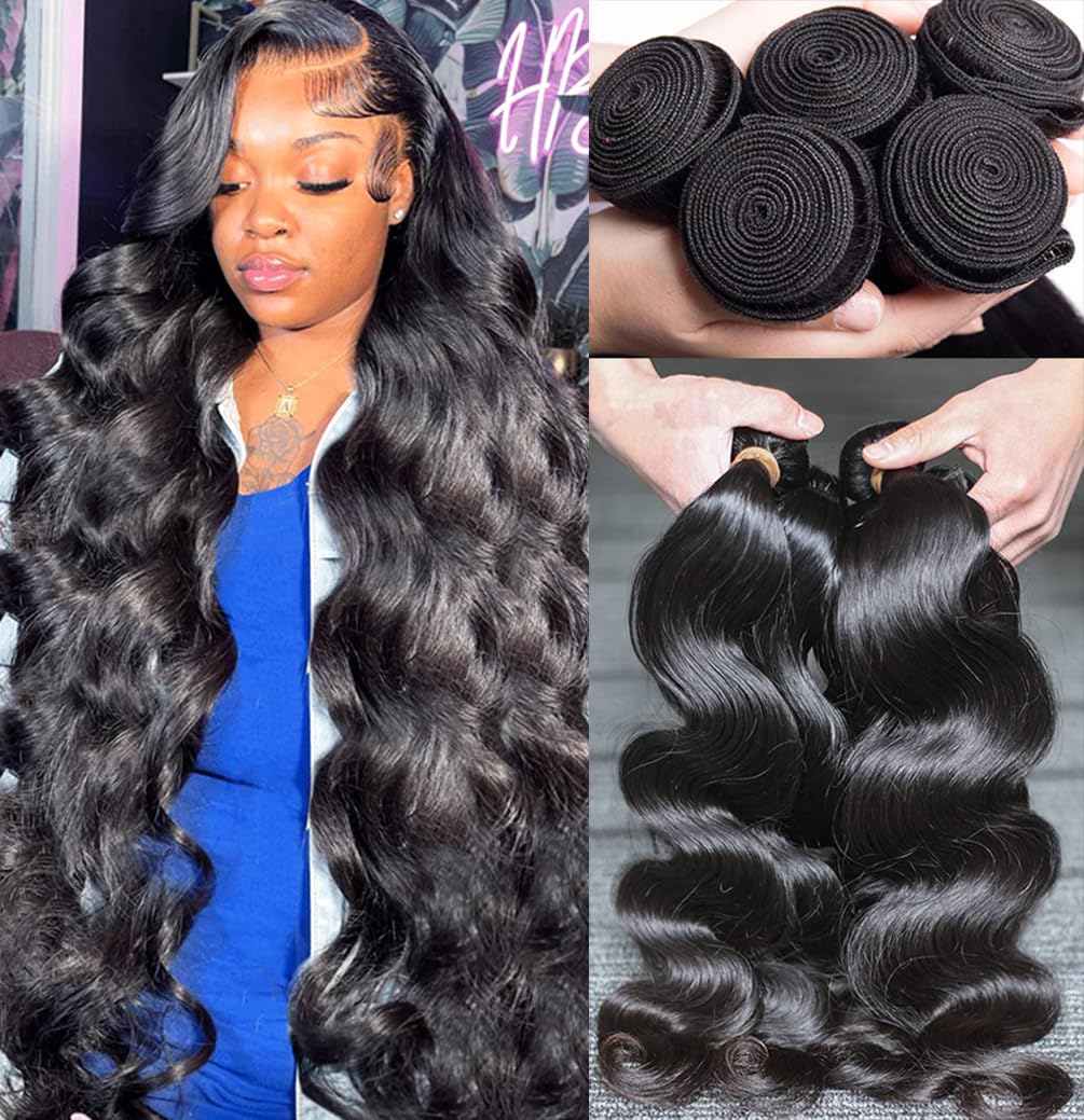 Amazon.com : Human Hair Bundles Body Wave Brazilian Virgin  display picture 2