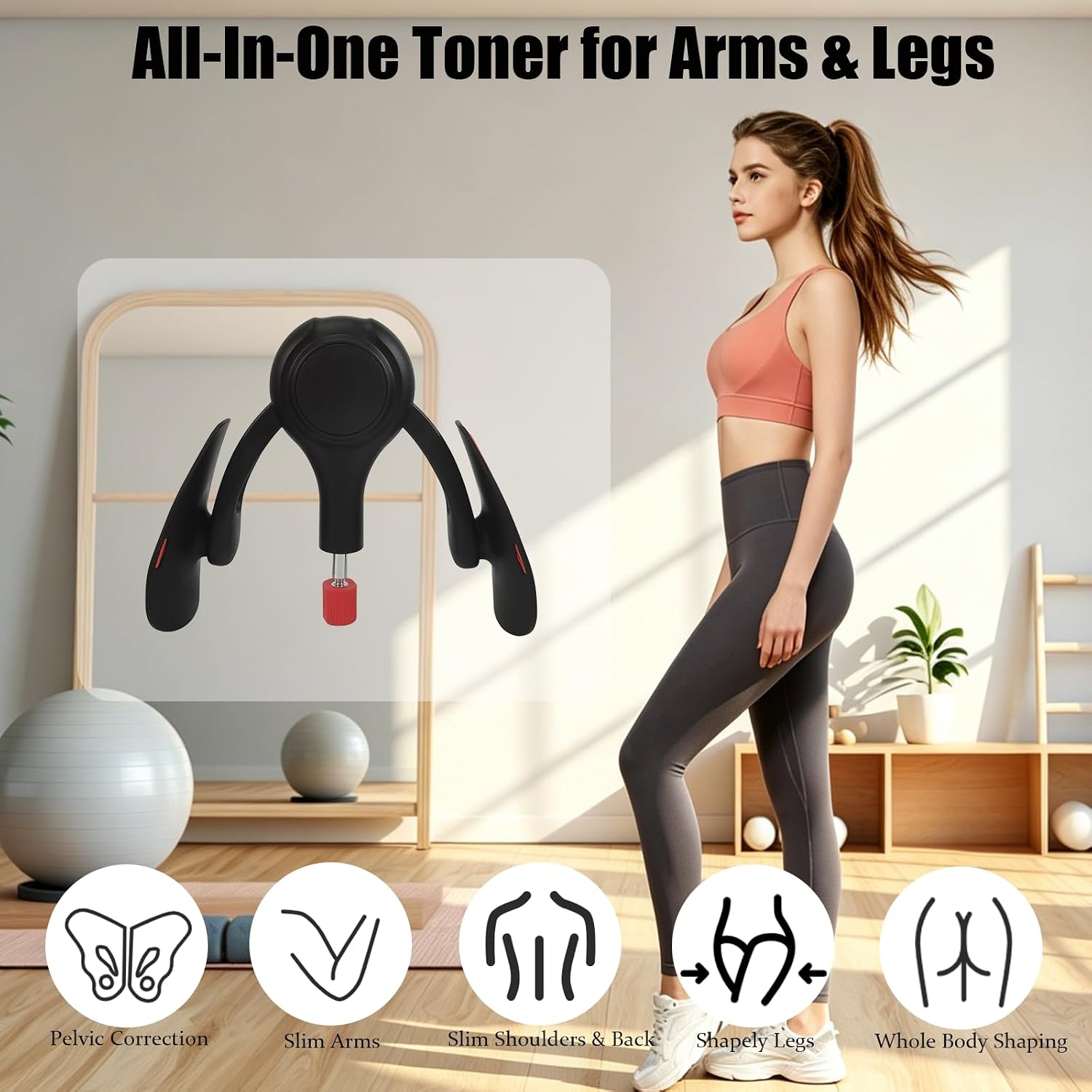 Adjustable Inner Thigh Trainer 15-70LB, Thigh Squeeze Machine for Home Gym, Kegel Exercise Equipment for Postpartum Recovery, Yoga & Leg Shaping