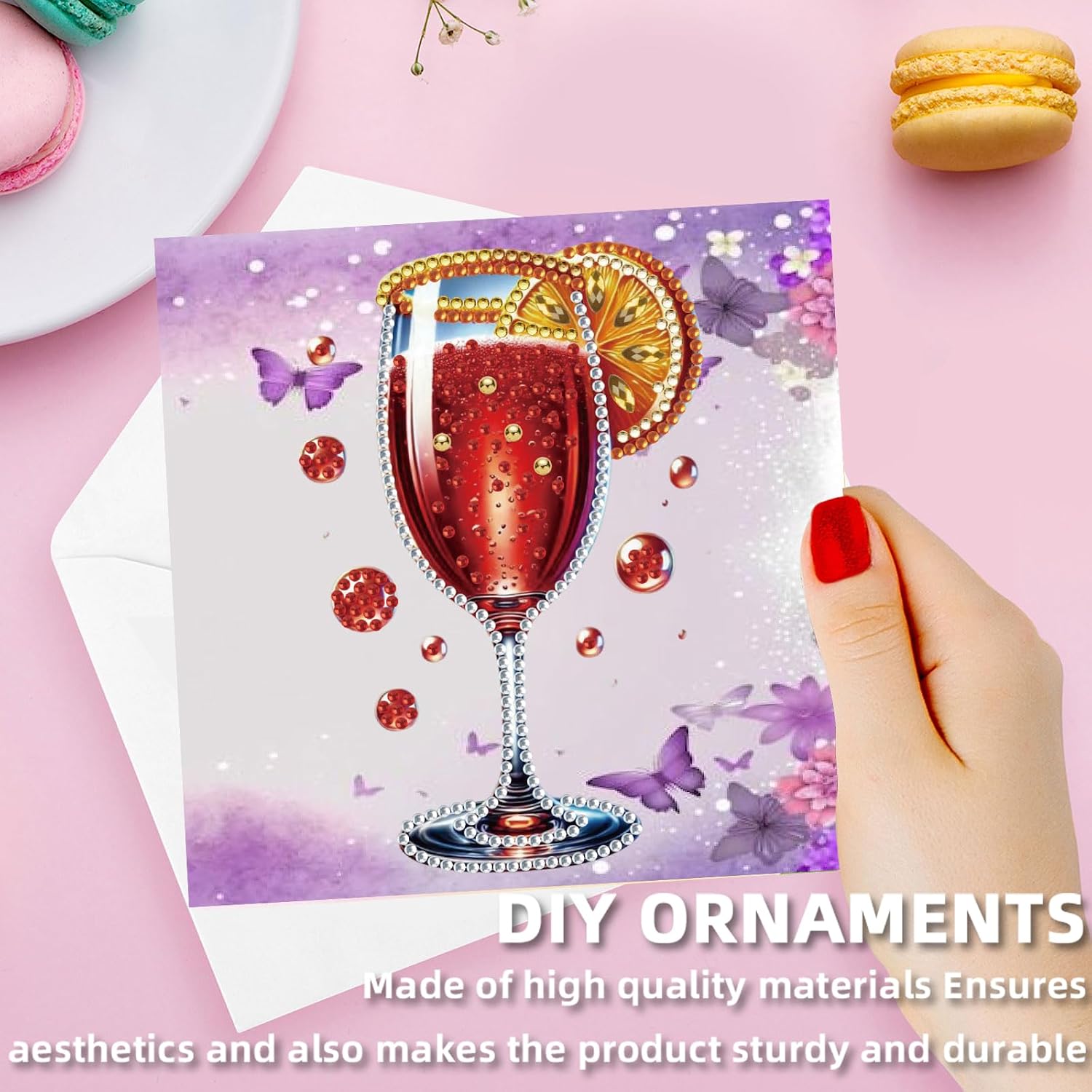 Diamond Art Painting Greeting Cards, 12 Packs Summer Drinks DIY Crystals Gem Art Kit with Envelopes, Diamond Dots Card Making Set for Birthday, Wedding, Party, Heartfelt Occasions & Beginner Gift