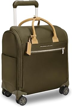 Briggs & Riley Wheeled Cabin Bag - Carry On Luggage for Travel, Suitcases with Wheels, Softside Rolling Bag for Men & Women, Interlocking Handle, Fits up to 13" Laptop - Rhapsody Collection, Olive