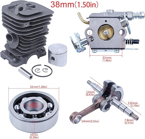 Miniatura 2 de Kit de carburador de cilindro de cigüeñal de 1.496 in para Husqvarna 137 142 136 141 piezas de motosierra 530069940,530 02 97 94, 530029794,