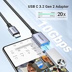 UGREEN USB C to USB Adapter 2 Pack, USB 3.2 Gen 2 10Gbps USB C Adapter to USB 3.2 Female Adapter OTG Compatible with iPhone 17, Galaxy S24 S23 Ultra, MacBook Pro Air, iPad Pro Mini, Grey
