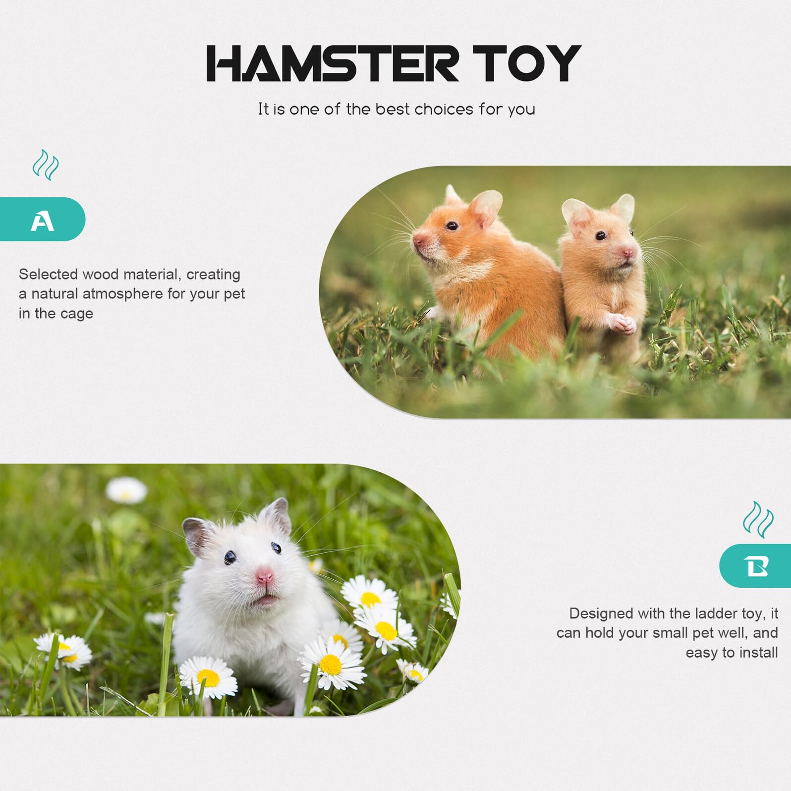 SHINEOFI Plateforme en Bois pour Hamster Échelle, Jouet D’Escalade pour Cage, Grosse Taille, Matériau Solide, Accessoire de Jeu pour Petits Animaux de Compagnie, Adapté aux Hamsters