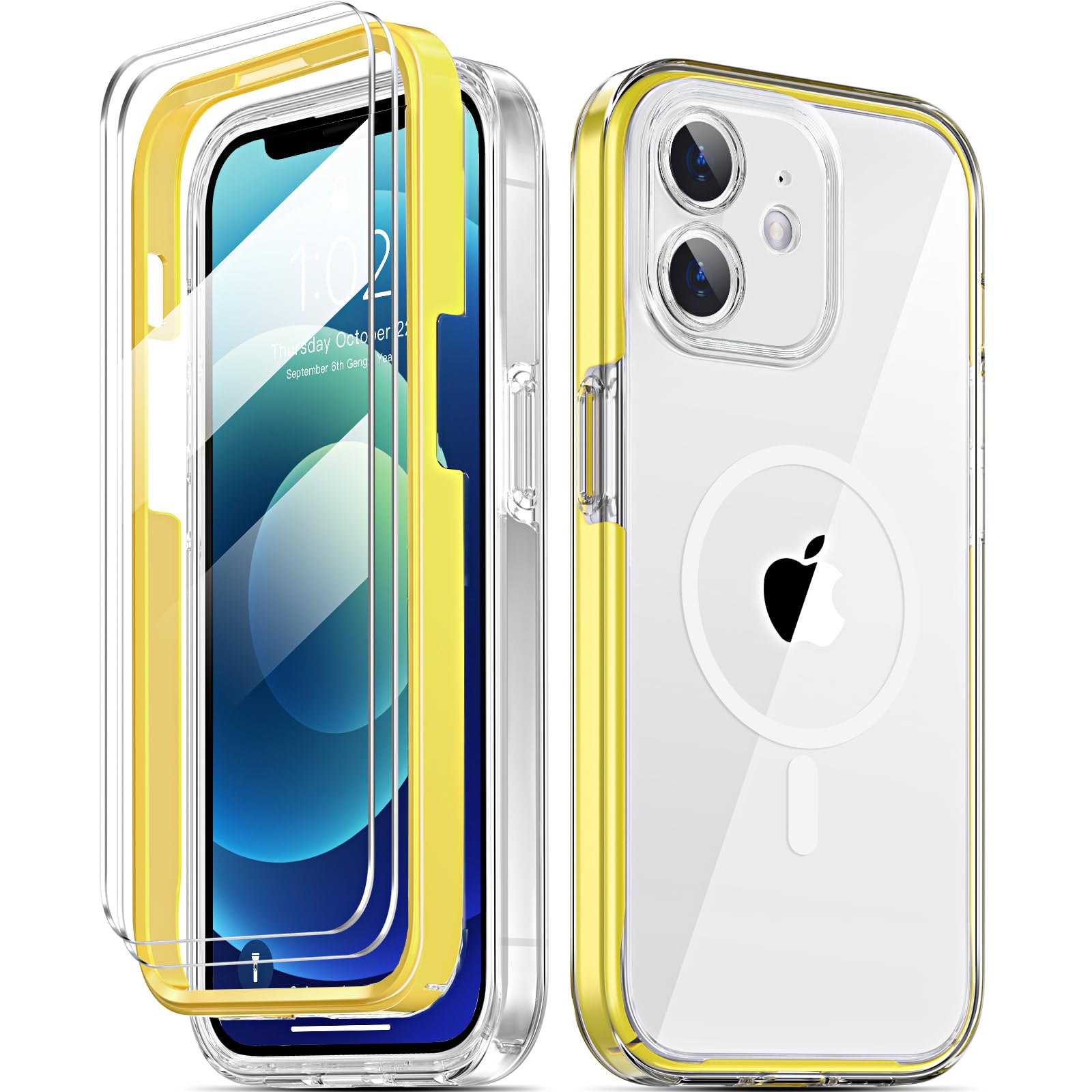 COOLQO Magnetic for iPhone 12 Case with Screen Protectors, Compatible with MagSafe, Military Grade Drop Protection, Dual Layer Design Heavy Duty