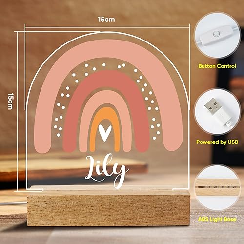 Miniatura 10 de Lámpara LED de acrílico de acuarela personalizada con nombre colorido patrón de luz nocturna para niñas y niños pequeños regalo