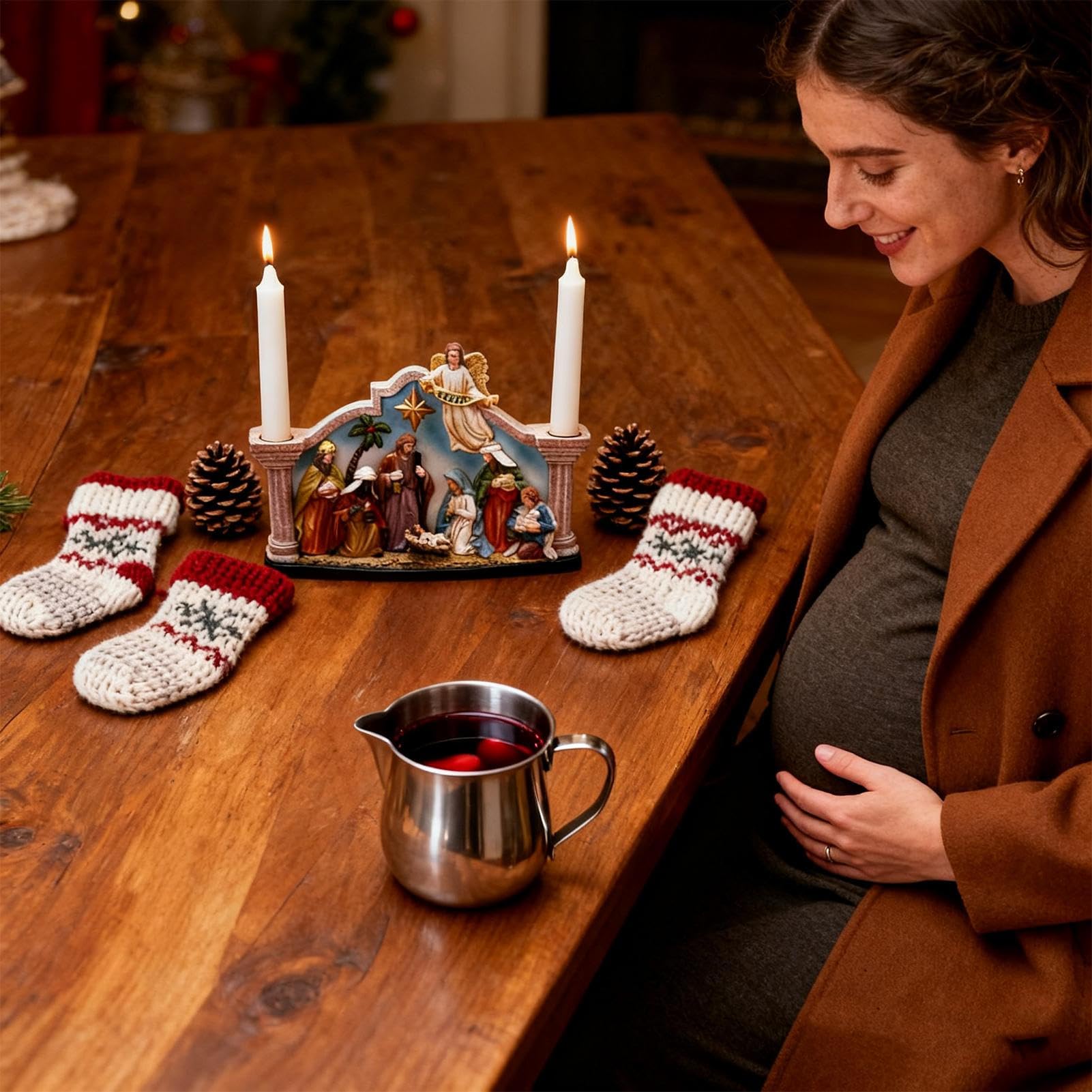 Portabvelas Navideño Candelabro de Navidad Estatuilla
