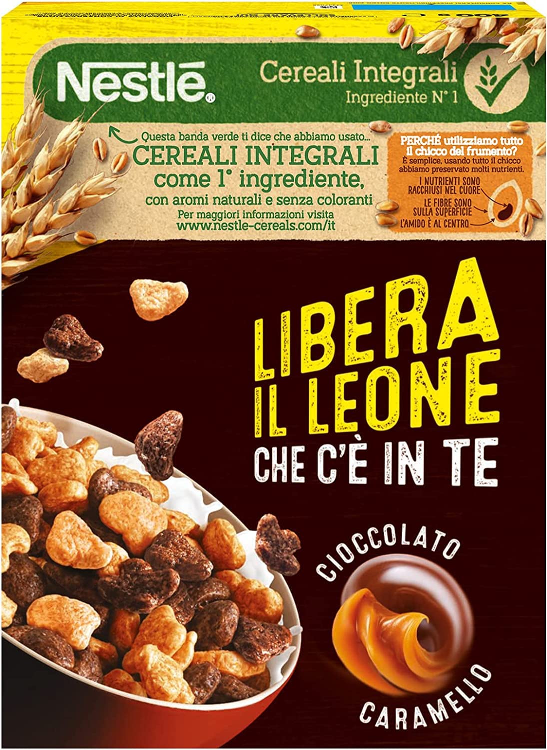 3X Nestle Lion Cereali con frumento Integrali Ricoperti di Cioccolato e Caramello 400 gr [3 Confezioni]
