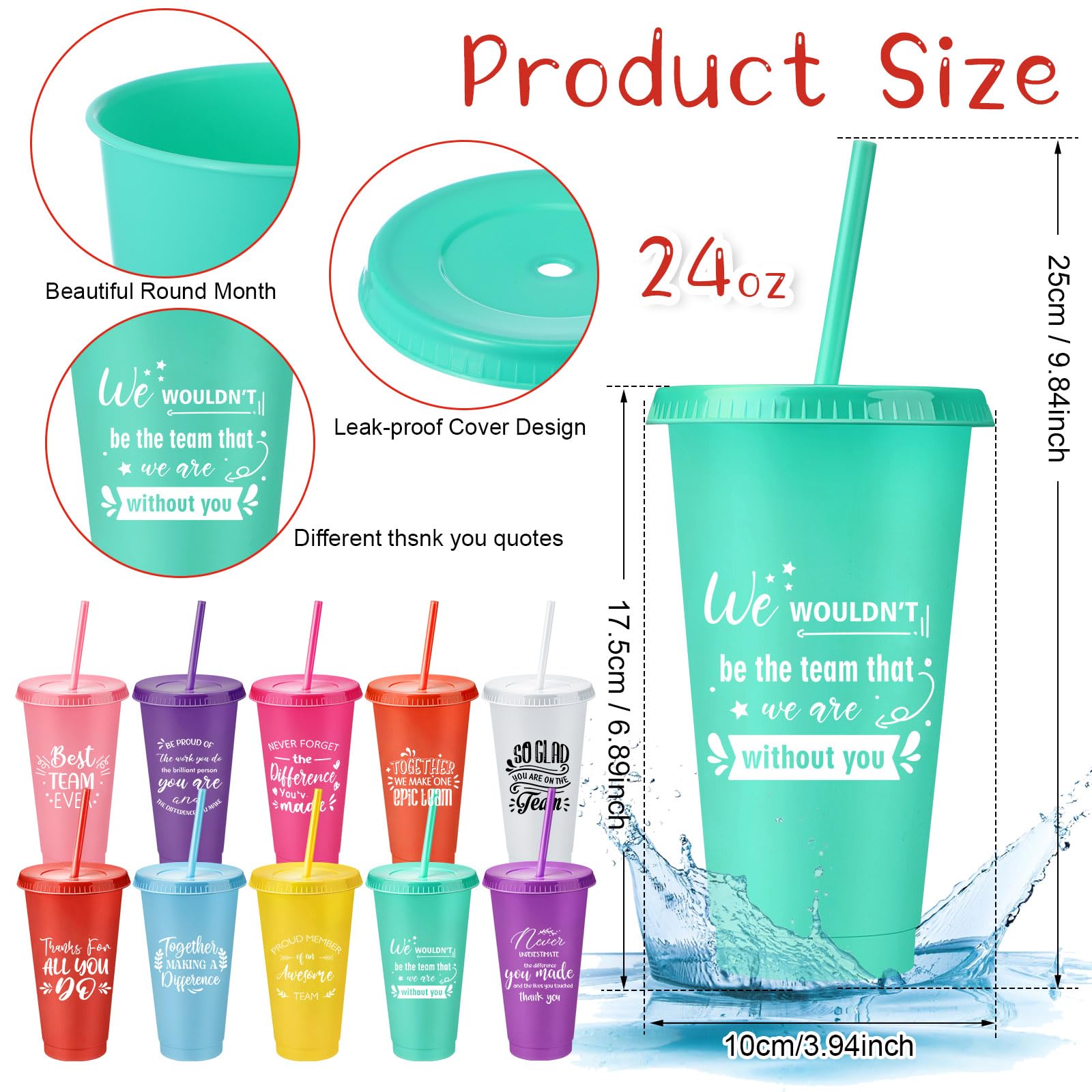 Tioncy Lot de 30 gobelets en plastique réutilisables de 710 ml avec couvercle et paille – Gobelets à café réutilisables avec porte-clés, carte à nœud – Cadeau de Noël pour collègues, employés (assorti