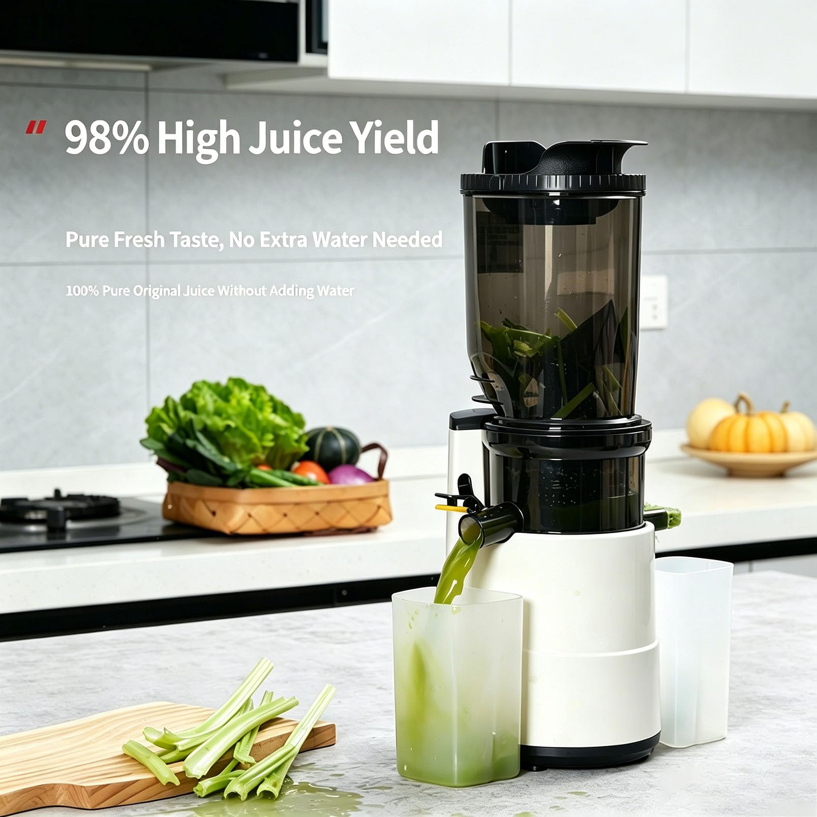 Máquina Automática Para Hacer Zumo de Naranja, Exprimidor Portátil Comercia | Canal de Alimentación de 80 Mm, Protección Antiinterferencias Inteligente, Fácil de Limpiar, Extractor de Jugo(white)