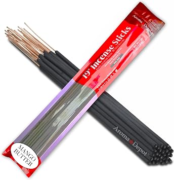 Aroma Depot 19'' Mango Butter Most Exotic Incense Sticks. One Bundle Approx 27 to 30 Sticks, Jumbo 19 inch Long, Natural 19'' Extra Large Incense Sticks. Burns for 3 to 4 Hours Each. Long Lasting