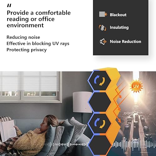 Miniatura 5 de LazBlinds Persianas celulares sin herramientas, sin taladro, cortadas a medida, bloqueo de luz, protección de privacidad, persianas plisadas de