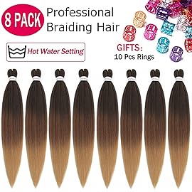 Alrence Pre Stretched Braiding Hair Long Braid 26 Inch 8 Packs Professional Braiding Hair Extensions Synthetic Crochet Twist Braids (26 Inch, 1B/30/27)