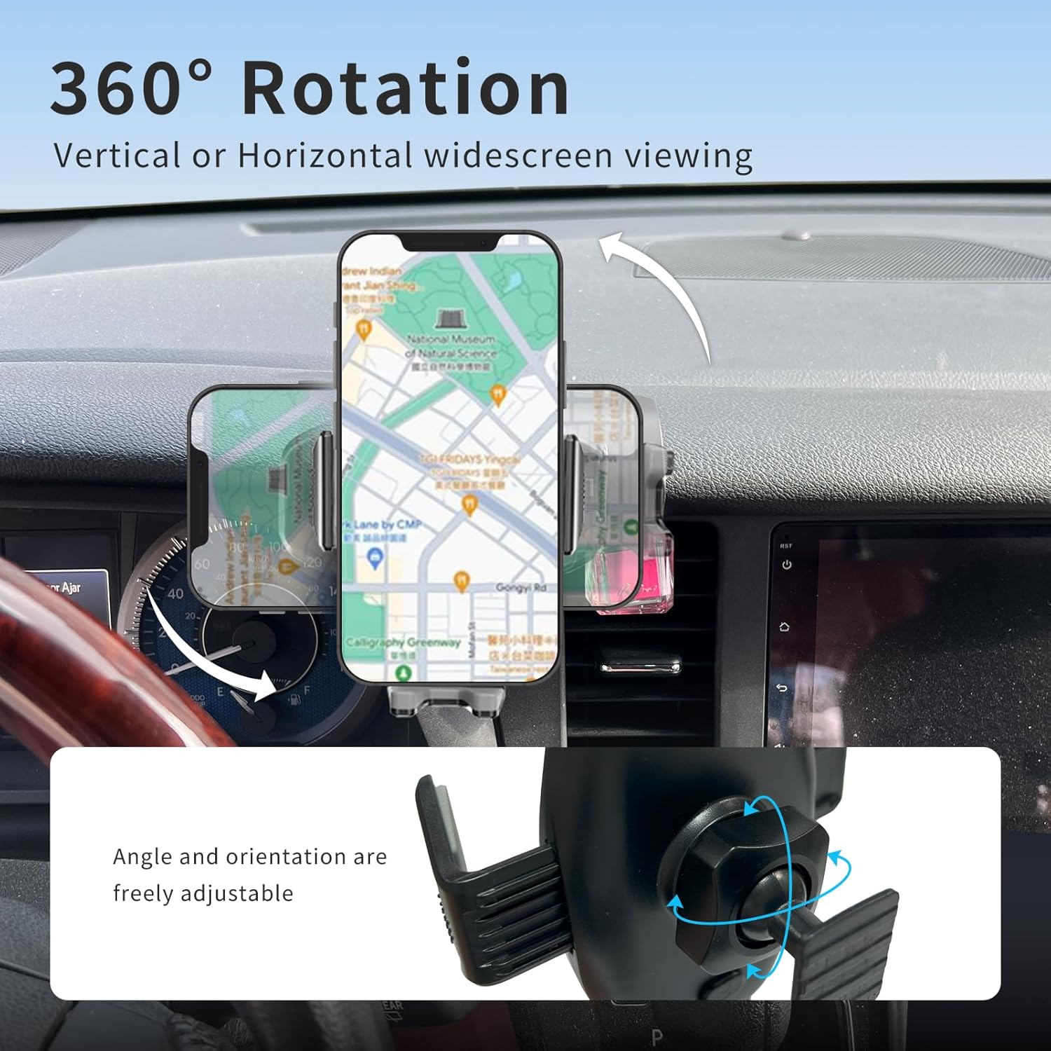 Car Phone Mount Fit for Toyota Sienna 2015-2020 Auto Interior Accessories,Vehicle-Specific Dashboard Phone Holders,360° Rotating Adjustable Phone Cradle,Stable Clip Design Cell Phone Holder