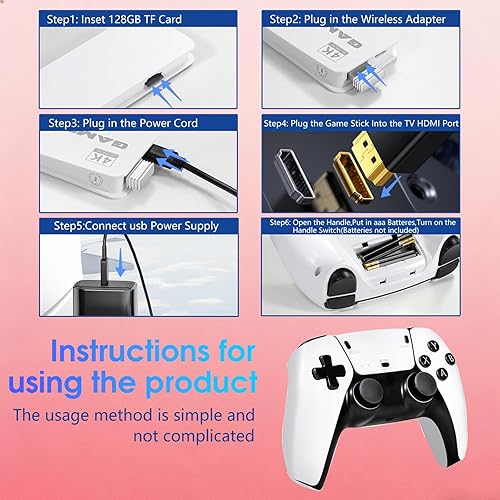 Miniatura 4 de 2026New Wireless Retro Game Console, 40000+Games and 23 Emulators, Plug and Play 4K HD HDMI TV Game Stick, with Dual 2.4G Wireless Controllers