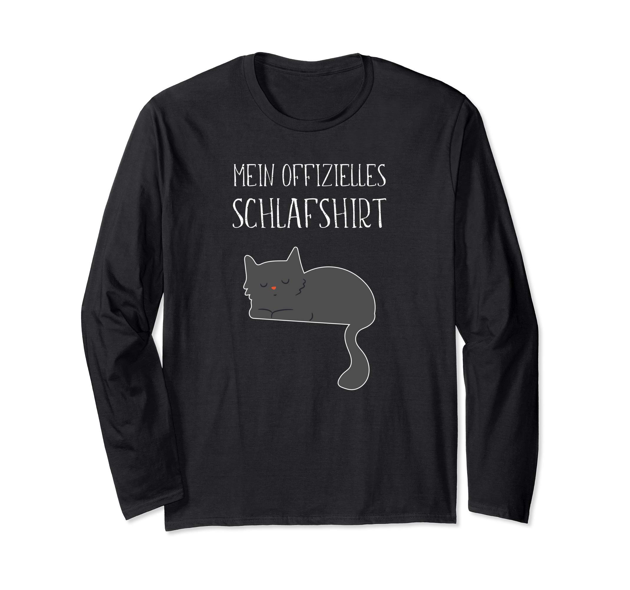 Offizielles Schlafshirt | Pyjama | Schlafanzug Katze Spruch Langarmshirt