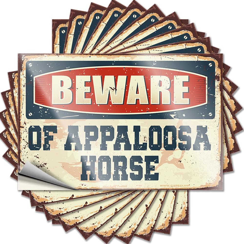 Dorm Room Stuff Decal Durable Cover | Beware of Appaloosa Horse Cool Self Adhesive Sticker for Thankful DIY(12X18CM)