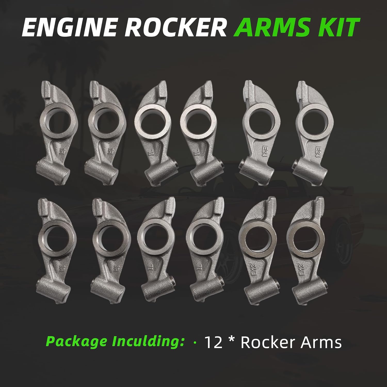 12PCS Rocker Arms Kit, for Nissan 240SX 1989-1991, For Stanza 1989-1991, For Hardbody Pickup 1989-1997, For Axxess 1990-1995, 2.4L KA24E, 13257-40F06 13257-40F07 13257-40F16 13257-40F17