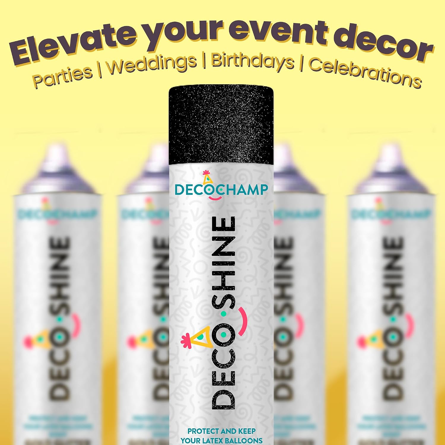 by DECOCHAMP DecoShine Balloons Spray Silver Glitter Brightest Instant Shine Aerosol (2 Pack- 40 oz Total)