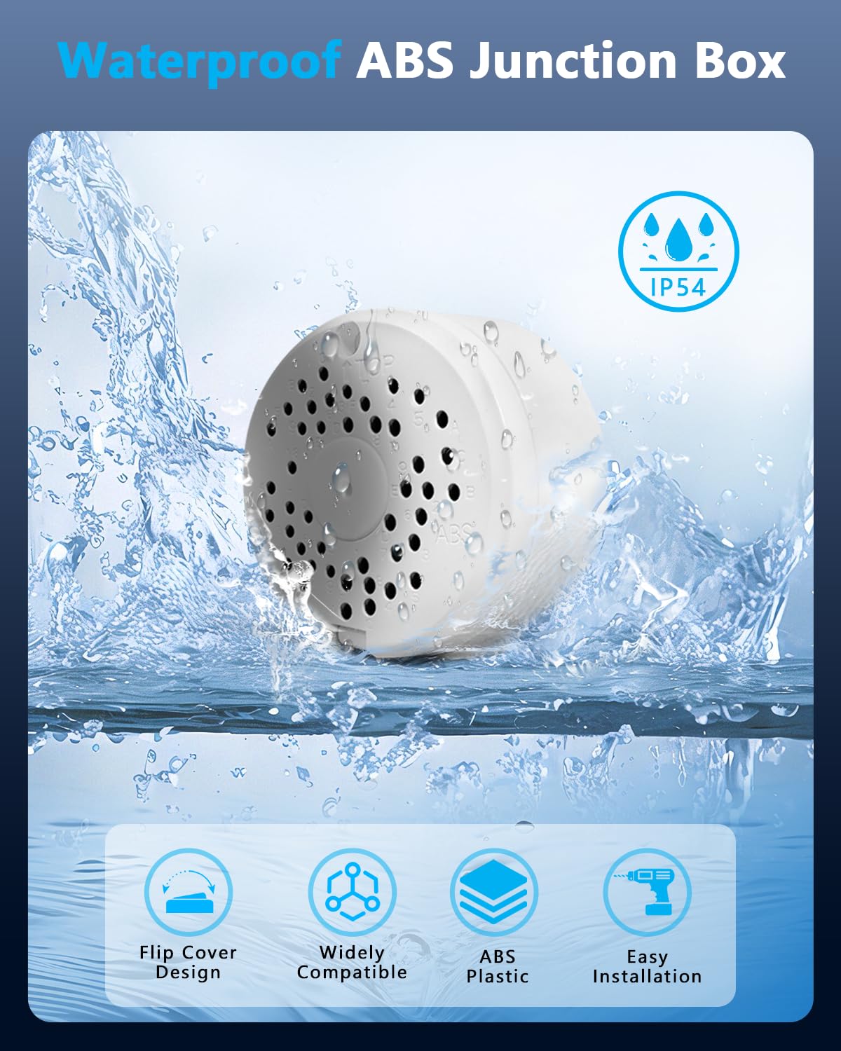 (ABS New) Security Camera Junction Box,Security Camera Bracket Outdoor,Plastic Waterproof Security Camera Mount Hide Cable Junction Box for Arlo Solar Panel Flip Cover Cable Cover