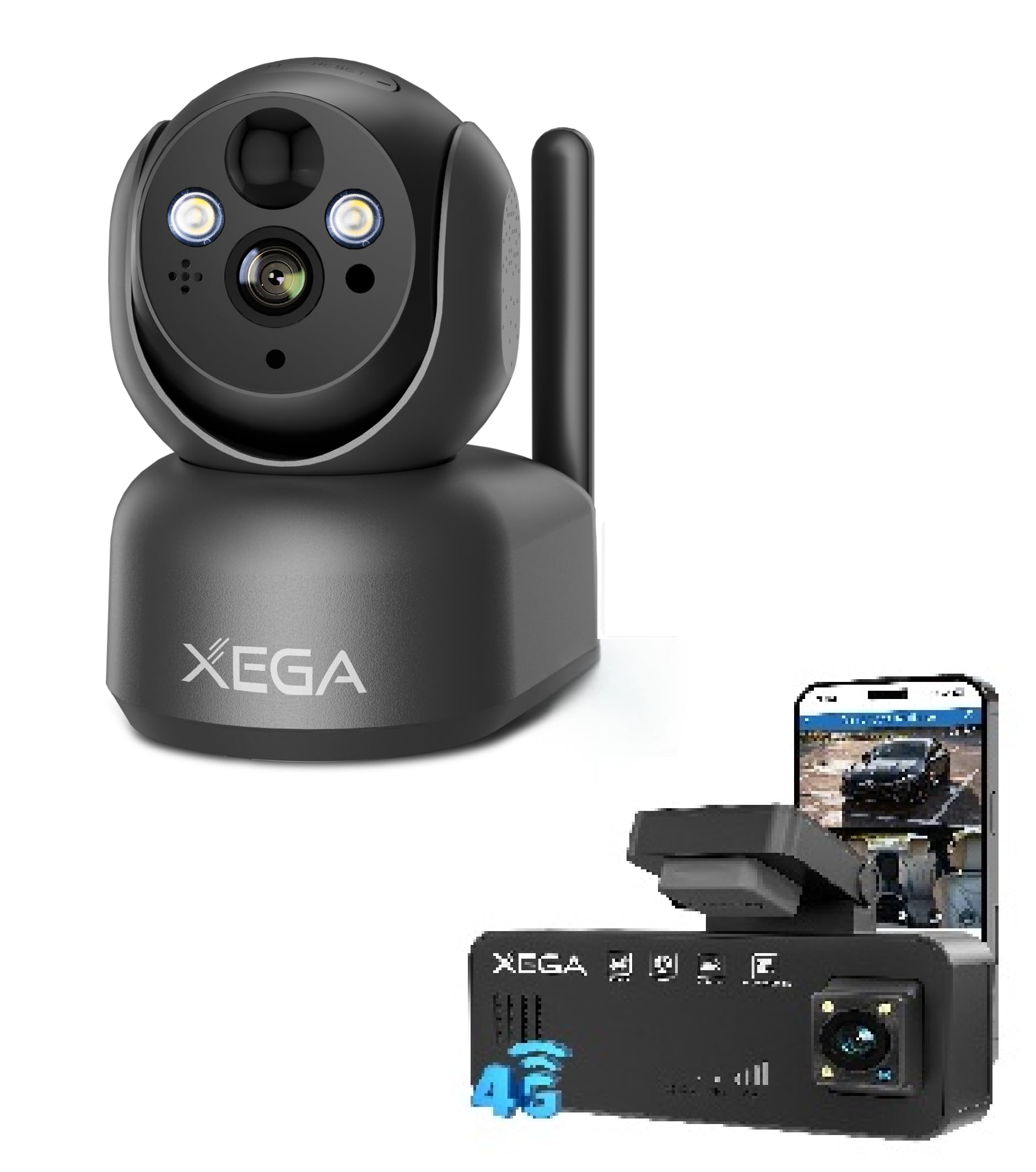 Caméra surveillance intérieure 4G LTE sans fil gris pour sécuriser maison et voiture