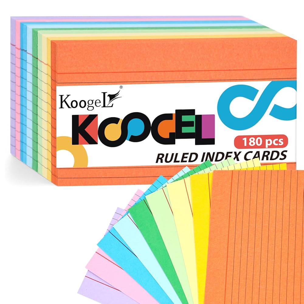 Koogel 180PCS Ruled Index Cards, Lined Index Cards 3 Philippines | Ubuy