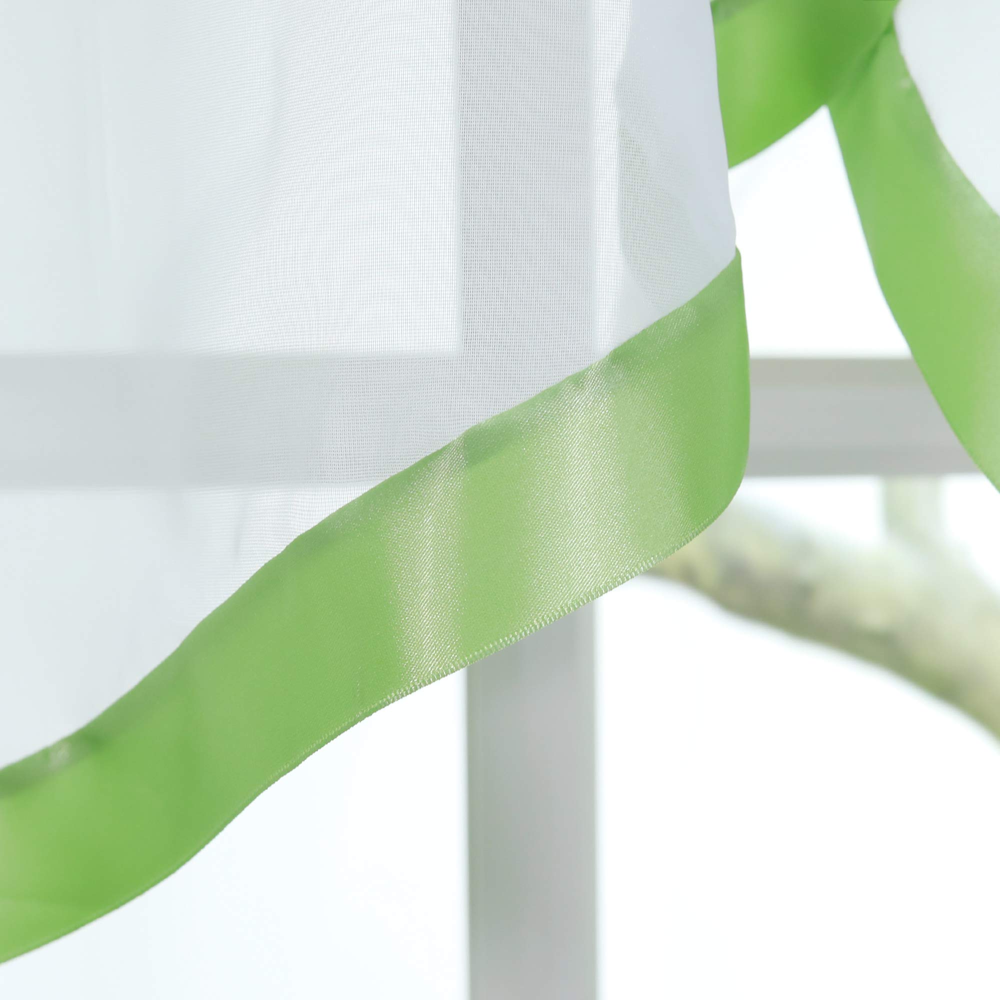 Yujiao Mao Voile Scheibengardine mit Satinband Mode kurz Gardine mit Kräuselband Transparent Grün HxB 145x450cm